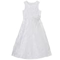 Girls Special Occasion Sleeveless Ruched Flare Dress - White