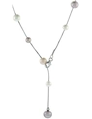 Sterling Silver Pearl Necklace 7.5 mm and 8 mm Freshwater, 19.5 inch long