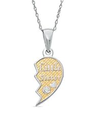 Little Sister Half Pendant in Sterling Silver with Birthstone April White Spinel (Big Sister Half sold seperately)