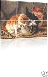 31Vc2zTcGqL. SL160  HAND DECORATED KITTENS LICKING FROM A CUP CERAMIC MURAL TILE 6 CERAMIC TILES