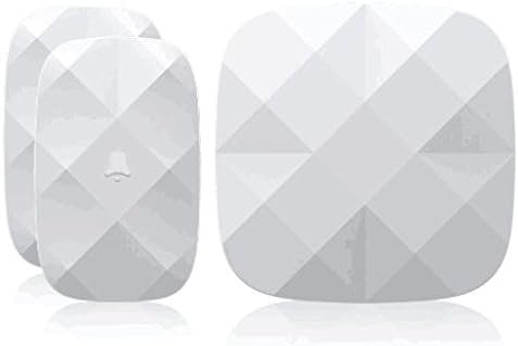 AuYou Wireless Doorbell IP44 Waterproof Push Button 1 Receiver &amp; 2 Transmitter Operating Over 500-feet Range and 52 Chimes No Batteries Required for Receiver