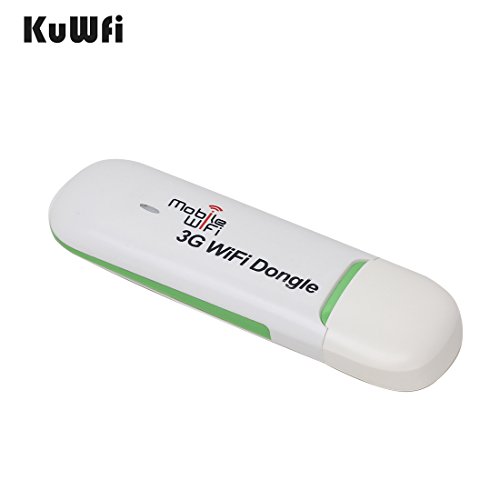 KuWFi WIFI Unlocked Portable Pocket Mobile 3G WIFI USB Modem+WiFi Router Mini Wireless USB Hotspot 3G WiFi Modem Router Data Card with Wi-Fi 3G WiFi Modem SIM Slot Router use for Car (White Color) (Moblie phone sim card)not including need buy in loca