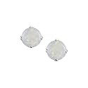 14K White Gold Prong Set 4 MM Opal Earring Studs
