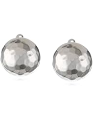 Sterling Silver Round Hammered Dome Button Earrings