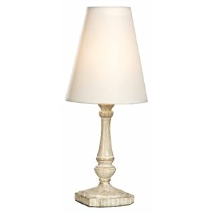 Normande Lighting 40W Incandescent Table Lamp. 16" High with an Antique Like Painted Finish and White Fabric Shade.