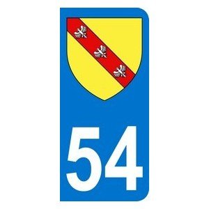 examen Autocollant 54 avec blason Lorraine plaque immatriculation Moto (6,3 x 2,9 cm)