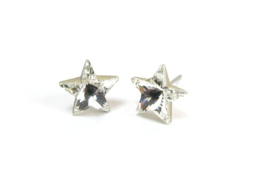 Crystal Star Shape Swarovski Austrian Crystal Earrings, 10mm