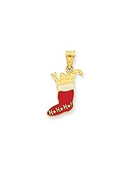 14 Karat Gold, Enameled Christmas Stocking Charm