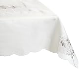 United Linens Monarch 60 by 84-Inch Embroidered Table Cloth, Silver