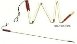 White folding cane for visually impaired or blind person. Includes wrist strap. Heavy duty construction. Easily folds and unfolds.