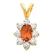 14K Yellow Gold Mexican Fire Opal and Diamond Pendant