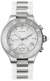 Cartier Women's W10197U2 Must 21 Chronoscaph Stainless Steel and White Rubber Chronograph Watch