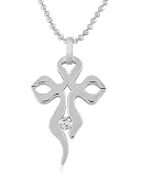 Women's Stainless Steel Cubic Zirconia Cross Pendant, 18