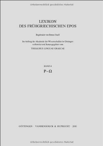 Vandenhoeck + Ruprecht Gm Lexikon des fr&uuml;hgriechischen Epos 4: Einbanddecke: Einbanddecke und Bandtitelei zu Band 4 (r - w) (Lexikon Des Fruhgriec ...