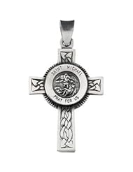 St Michael Cross Necklace In Sterling Silver With Chain 28.50 x 20.75 MM
