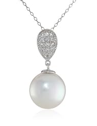 Sterling Sliver 14.5-15.0mm Freshwater Cultured Pearl Pendant Necklace, 18"