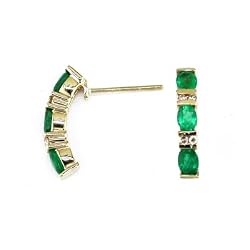 14K Gold Diamond and Emerald Earring - Size: 7