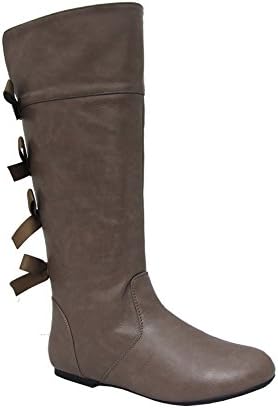 Kristin-K Girls High Top Boots with Bow at the Back Gray 10