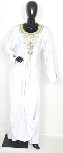 Shubham Fashions Women's Good Looking Kaftan Wedding Dress Abaya Free Size White