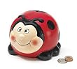 Ceramic Red & Black Ladybug Piggy Bank