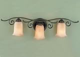 Murray Feiss VS8103-CB Three-Light Tuscan Villa Collection Vanity Strip, Corinthian Bronze with Beige Etruscan Glass Shades