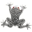 Sterling Silver Brooch - Frog with Ruby
