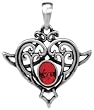 Celtic Heart Pendant with Red Crystal - Pewter - 1.5'' Height