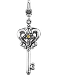 Sterling Silver Key Charm With Citrine