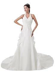 Halter Lace-Up Applique Taffeta Mermaid  Dress with a Court Train 