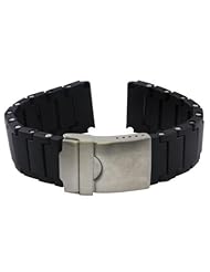 Replacement Black Polyurethane Link Bracelet Band 22mm for Luminox 3000 and 3900 Series Watches