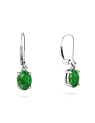 Genuine Emerald 14kt White Gold Lever Back Earrings