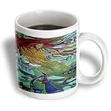 Taiche - Acrylic Painting - Mermaids - Mermaid and Butterflies - elusive, untamed, art nouveau, femininity, mythology, butterflies, mermaid - Mugs