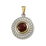 Genuine IceCarats Designer Jewelry Gift Sterling Silver & 14K Yellow Gold Cab Genuine Rhodolite Garnet Pendant. 06.00 Mm Cab Genuine Rhodolite Garnet Pendant In Sterling Silver & 14K Yellow Gold