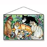 Tiffany Cats Stained Glass Suncatcher Window Panel 16 W X 10 H Joan Baker Designs AP302