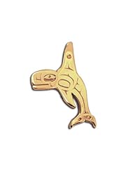 14K Yellow Gold Northwest Coast Native American Orca Lg Pendant. Made in USA.