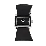 AK Anne Klein Women's 109361BKBK Silver-Tone Black Patent Bow Leather Watch