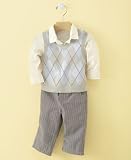 First Impressions Baby Boy 3-Piece Argyle Sweater Vest Set