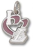 Los Angeles Lakers Solid Sterling Silver ''I Heart'' Logo 1/2'' Enamel Pendant