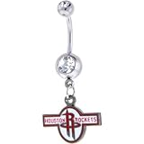 NBA Houston ROCKETS Crystalline Gem Belly Ring