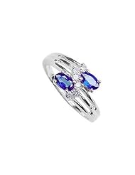 Blue Sapphire and Diamond Ring 14K White Gold - 2.00 CT TGW