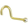 Solid 14KT Yellow Gold 1.5mm Genuine Diamond Right Nostril Screw- 20 Gauge