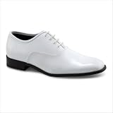 Men's Dapper Dress Shoes in White Patent Color: Black Patent, Size: 15, Width: B