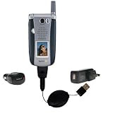 Retractable USB Hot Sync Compact Kit with Car & Wall Charger for the Sanyo MM-9000 - Gomadic Brand w/ TipExchange Technology