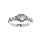 Sterling Silver White Mother of Pearl Oxidized Heart Ring