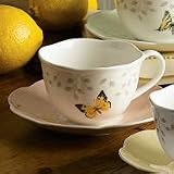 Lenox Butterfly Meadow Orange Sulphur Petite Cup & Saucer, Pink