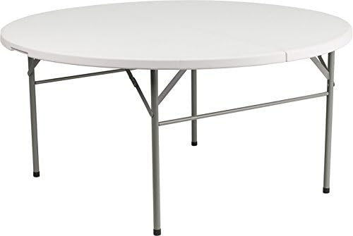 60'' Round Bi-Fold Granite White Plastic Folding Table