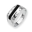 Diamond & Onyx Sterling Silver Men's Ring (Sizes 9-11)