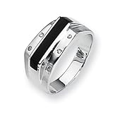 Diamond & Onyx Sterling Silver Men's Ring (Sizes 9-11)