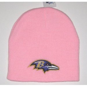 NFL Baltimore Ravens Womens Ladies Pink Classic Knit Embroidered Beanie