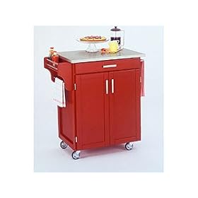 Red Cart with Stainless Steel Top by Home Styles